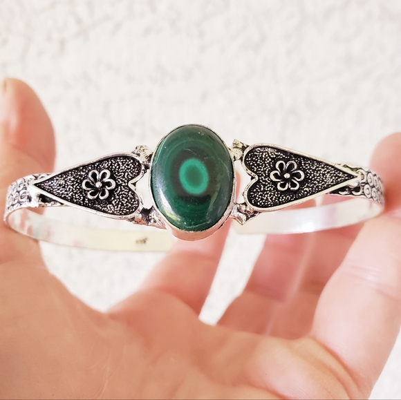 New Malachite 925 Silver Open Cuff Bracelet. - Picture 8 of 15